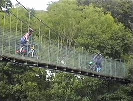 The ropey footbridge over the River Dundonnell that represents a shortcut for us, 33.1 miles from Carn Dearg